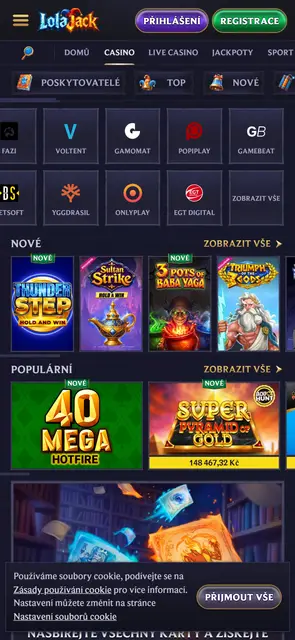 Lolajack — přehled poskytovatelů her a nových automatů
